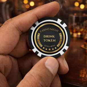 Casino Night Drink Token Poker Chip   Personalised