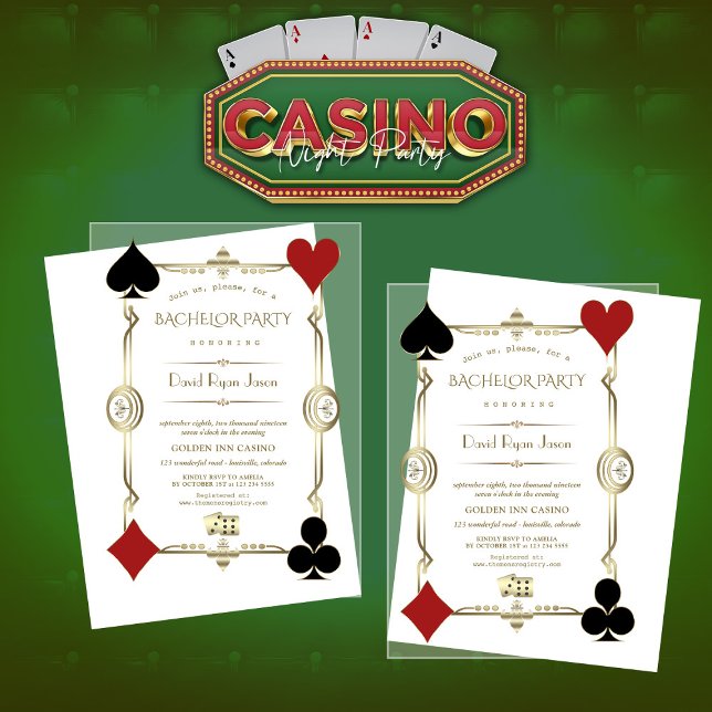 Casino Night Great Gatsby Bachelor Party Acrylic Invitations (Creator Uploaded)