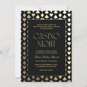 Casino Night Invitation Black Gold Playing Cards
