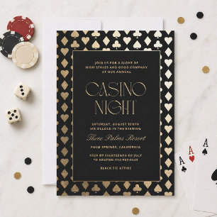Casino Night Invitation Black Gold Playing Cards