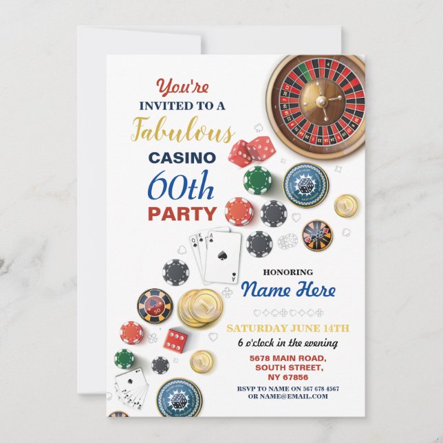 Casino Night Las Vegas Birthday Cards Party (Front)