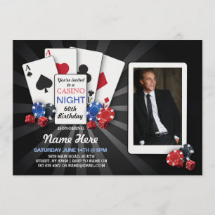 Casino Night Las Vegas Photo Birthday Cards Invite
