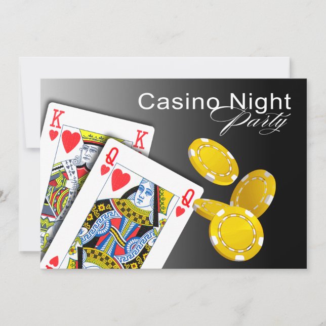 Casino Night Las Vegas Poker Party - black Invitation (Front)