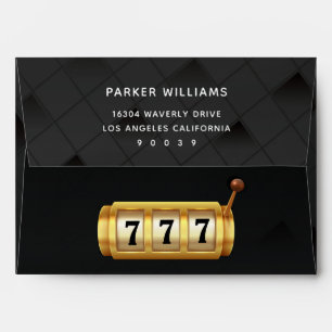 Casino Night Party Black Gold Slot Envelope