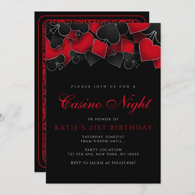 Casino Night Party Invitations (Front/Back)