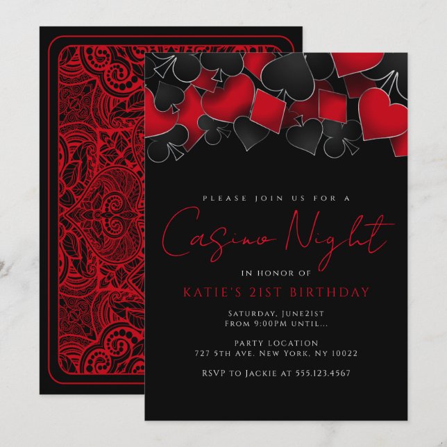 Casino Night Party Invitations (Front/Back)