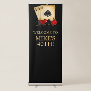 CASINO NIGHT, POKER NIGHT, GAMBLE, CARDS DICE RETRACTABLE BANNER