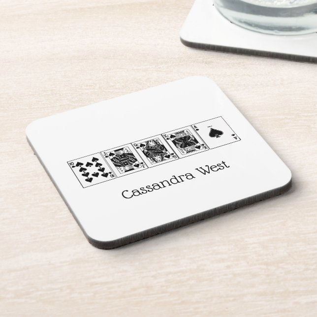 Casino Night Poker Royal Straight Flush Spades Coaster (Left Side)