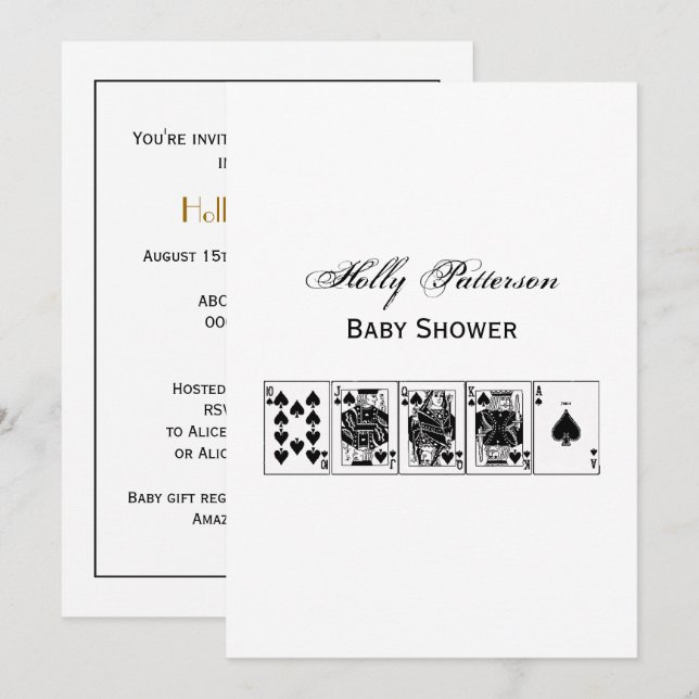 Casino Night Poker Royal Straight Flush Spades Invitation (Front/Back)