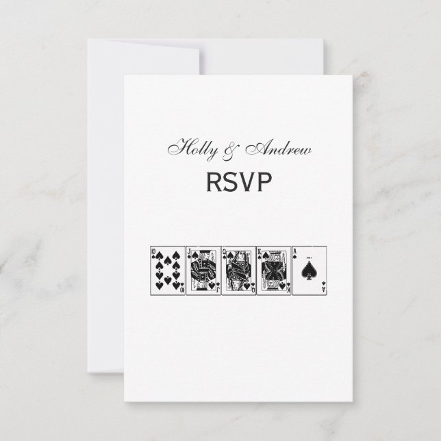 Casino Night Poker Royal Straight Flush Spades RSVP Card (Front)