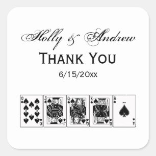 Casino Night Poker Royal Straight Flush Spades Square Sticker