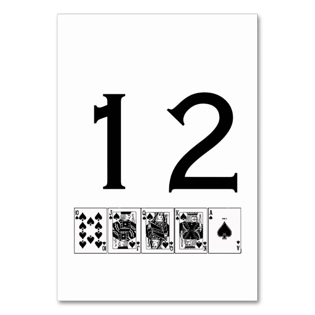 Casino Night Poker Royal Straight Flush Spades Table Number (Front)