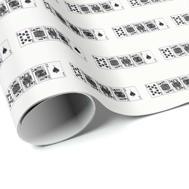 Casino Night Poker Royal Straight Flush Spades Wrapping Paper (Roll Corner)