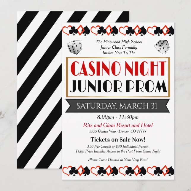 Casino Night Prom Dance Invitation (Front/Back)