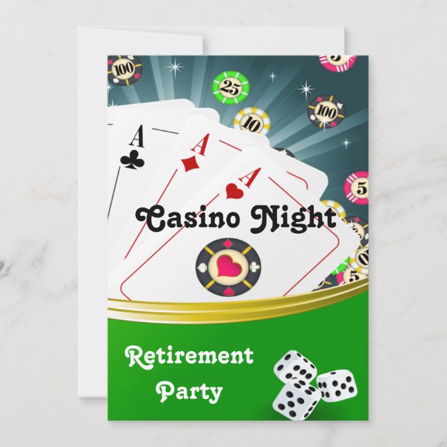 Casino Night Retirement Party Invitations (Front)