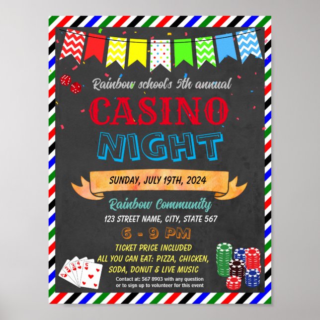 Casino night school event template poster (Front)