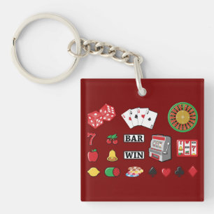 Casino Night Slot Machine Poker Lucky 7s Key Ring