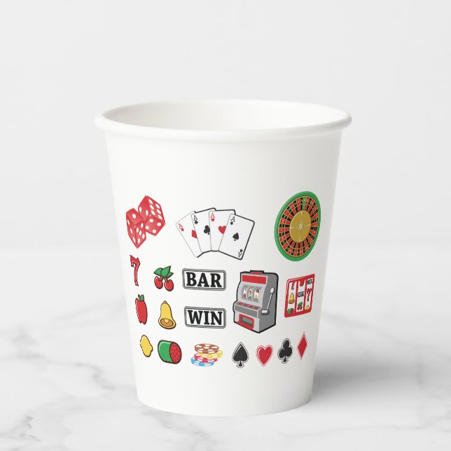 Casino Night Slot Machine Poker Lucky 7s Paper Cups (Front)