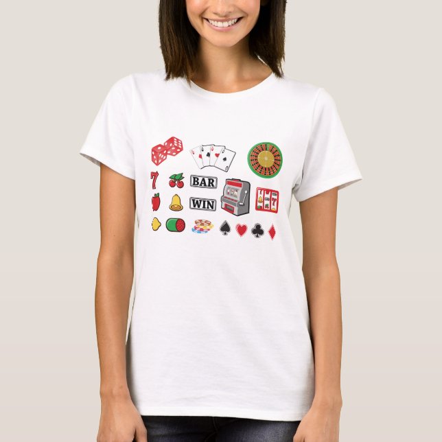 Casino Night Slot Machine Poker Lucky 7s T-Shirt (Front)