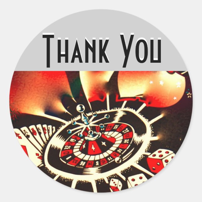 Casino Night Thank You Classic Round Sticker (Front)