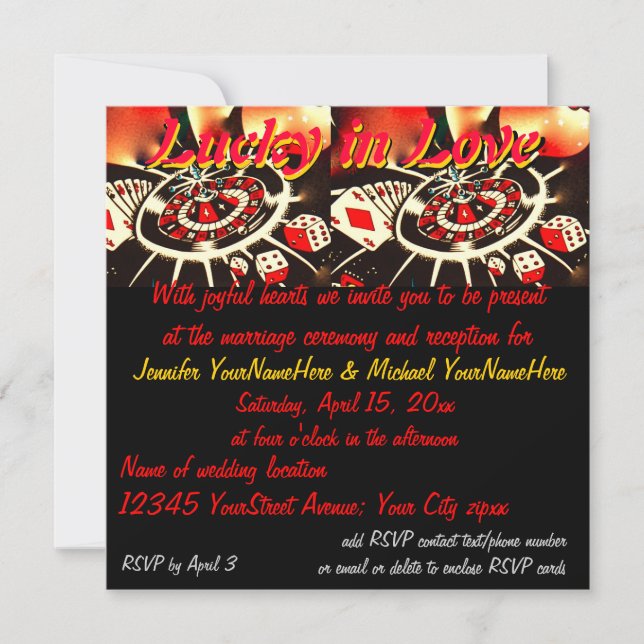 Casino or Las Vegas Wedding Invite (Front)