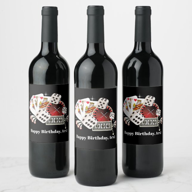 casino party invite, wine label (Bottles)
