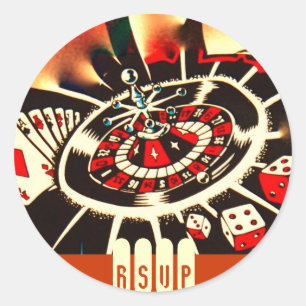 Casino Party RSVP Classic Round Sticker