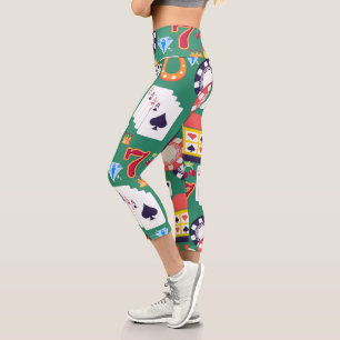 Casino Pattern Capri Leggings