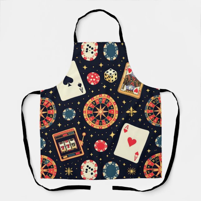 Casino pattern theme on black apron (Front)