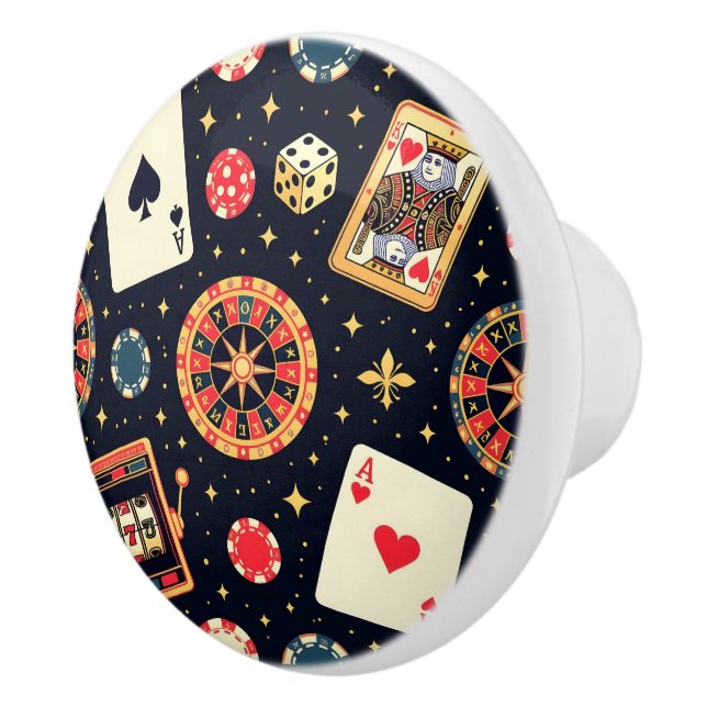 Casino pattern theme on black ceramic knob (Right)