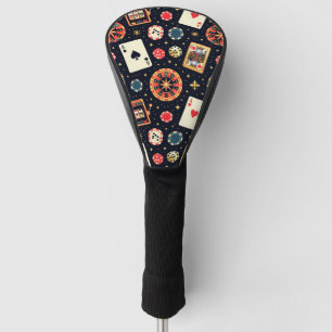 Casino pattern theme on black golf head cover