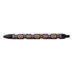 Casino pattern theme on black ink pen