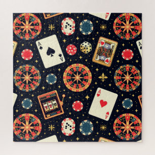 Casino pattern theme on black jigsaw puzzle