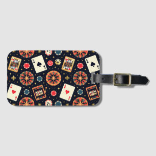 Casino pattern theme on black luggage tag