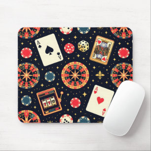 Casino pattern theme on black mouse mat