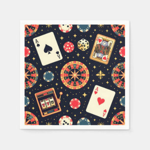 Casino pattern theme on black napkin