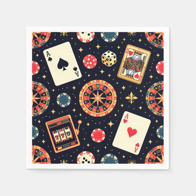 Casino pattern theme on black napkin (Front)