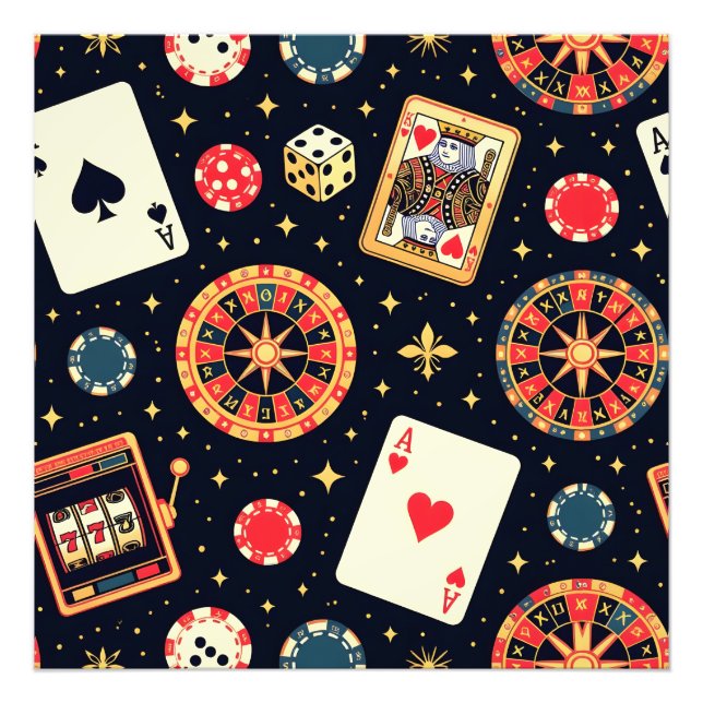 Casino pattern theme on black photo print (Front)
