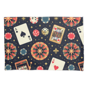 Casino pattern theme on black pillowcase