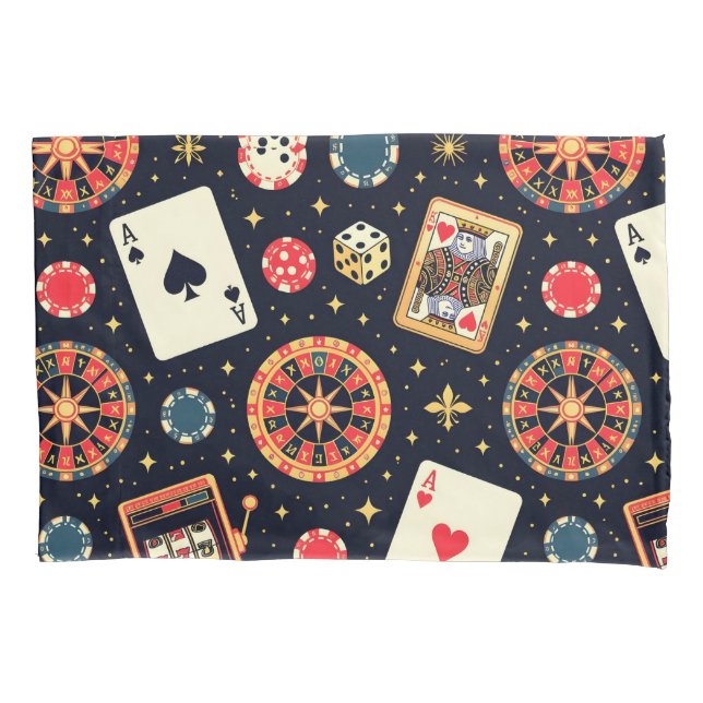 Casino pattern theme on black pillowcase (Front)