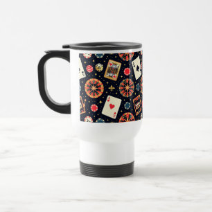 Casino pattern theme on black travel mug