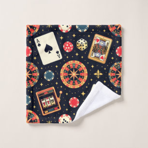 Casino pattern theme on black wash cloth