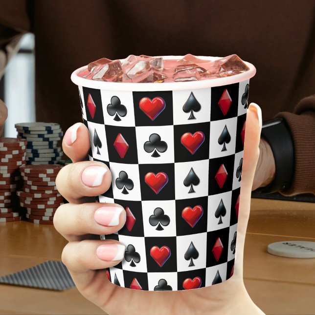 Casino Playing Card Suit Chequerboard Paper Cups (Creator Uploaded)