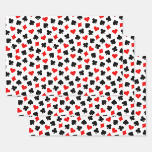 Casino Playing Card Suit Pattern Wrapping Paper Sheet