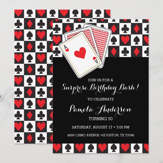 Casino Playing Cards Birthday Invitation (Front/Back)