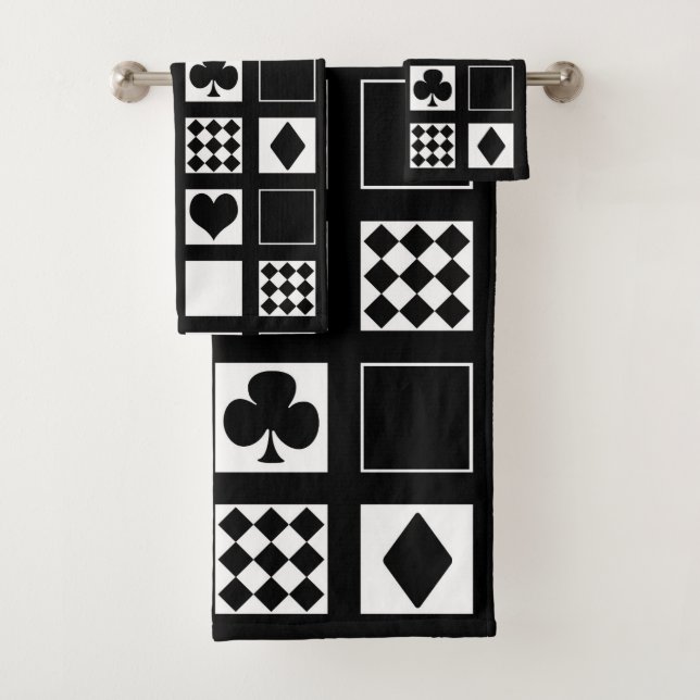 Casino playing cards suits hearts crosses clubs sp bath towel set (Insitu)