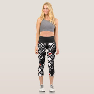 Casino playing cards suits hearts crosses clubs sp capri leggings