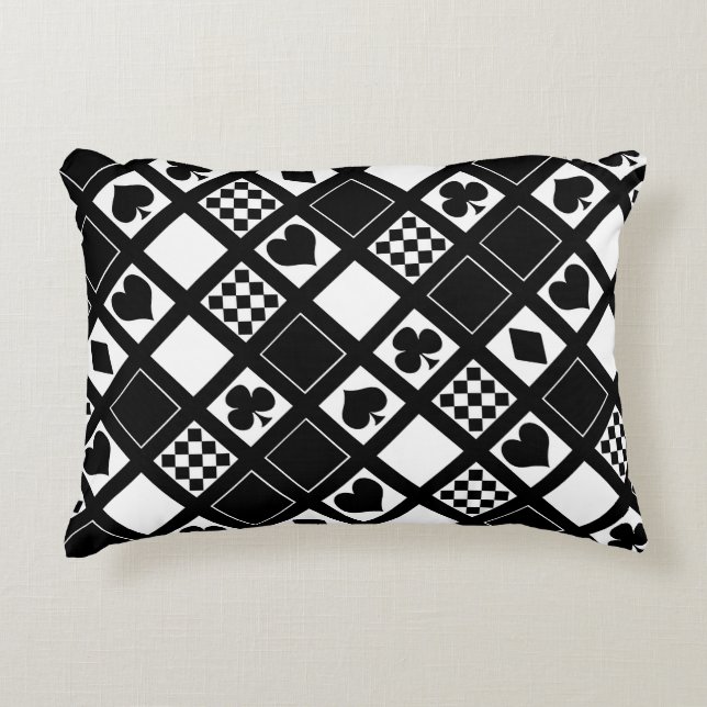 Casino playing cards suits hearts crosses clubs sp decorative cushion (Front)