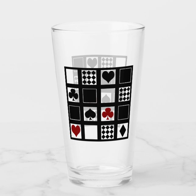 Casino playing cards suits hearts crosses clubs sp glass (Front)