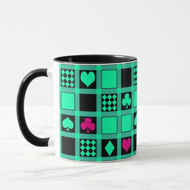 Casino playing cards suits hearts crosses clubs sp mug (Left)